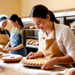 **

A bustling bakery with a warm, inviting atmosphere. Customers are happily participating in a hands-on baking class, led by a friendly baker. Focus on the sense of community and nostalgia, with classic baking tools and ingredients visible. Soft, golden lighting.

**