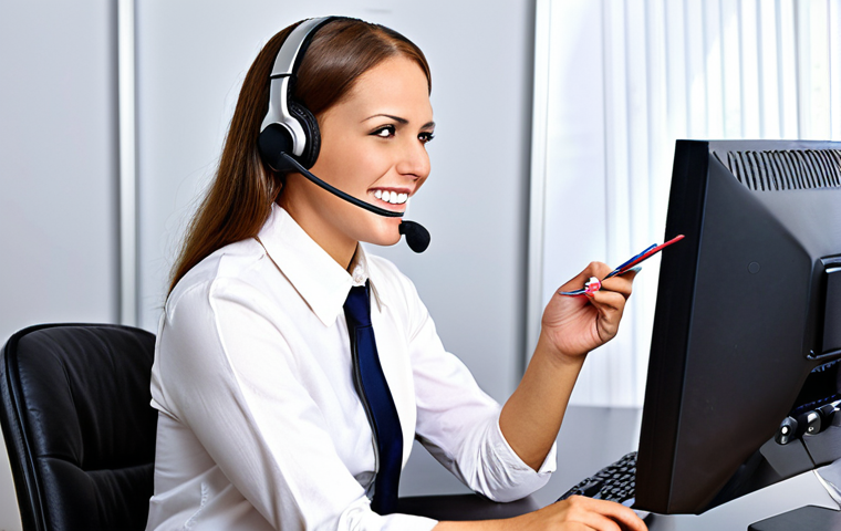 **

A customer service representative, headset on, actively listening to a frustrated customer on the phone. The rep is smiling empathetically and taking notes on a standardized complaint form. In the background, a screen displays a CRM system with color-coded complaint tickets. The overall tone is professional and helpful.

**
