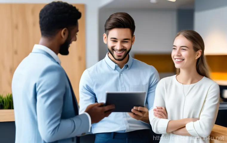 소비자중심 경영의 사례 연구와 성공 요인 분석 - **Seamless Customer Journey:** "An image capturing a diverse group of customers (including men, wome...