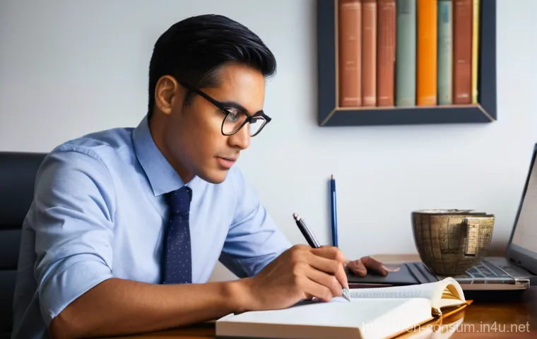 소비자전문기술사 시험 난이도 평가 - **Prompt:** "A focused, gender-neutral professional in their mid-30s, of diverse ethnicity, dressed ...