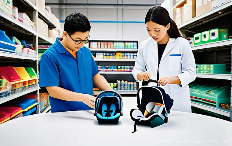 소비자전문기술사와 관련된 직무별 사례 - **Prompt:** A diverse team of four Consumer Professional Engineers, two men and two women of varying...