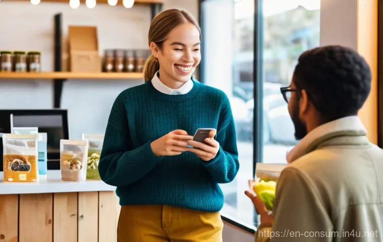 소비자중심 경영 사례와 지속 가능성 전략 연구와 분석 - **Prompt:** A group of diverse young adults, casually yet stylishly dressed in everyday clothing, ar...