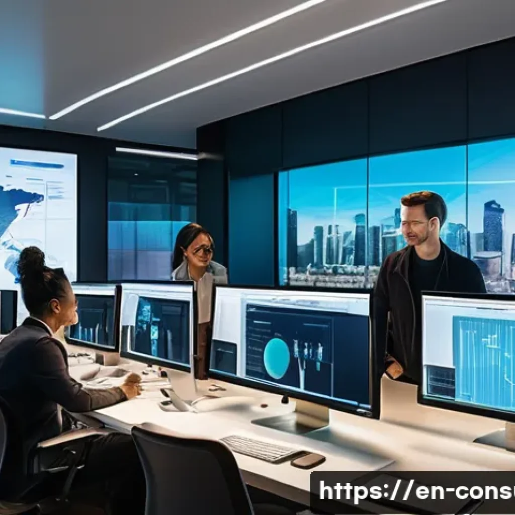 소비자 행동 데이터를 활용한 신제품 혁신 사례 연구와 분석 - **Prompt:** A vibrant, bustling open-plan office environment during daylight hours. In the foregroun...