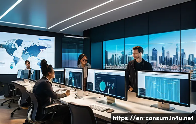 소비자 행동 데이터를 활용한 신제품 혁신 사례 연구와 분석 - **Prompt:** A vibrant, bustling open-plan office environment during daylight hours. In the foregroun...