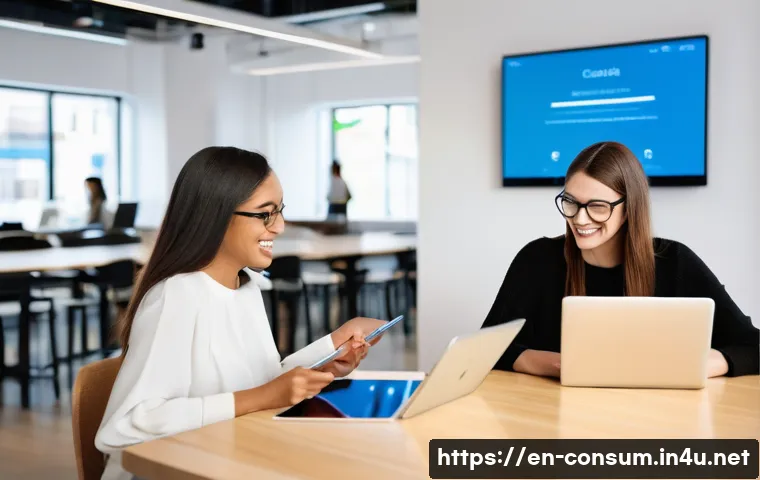 소비자중심 경영 사례 연구 보고서 - **Prompt:** "A brightly lit, modern co-working space where diverse individuals, casually yet stylish...