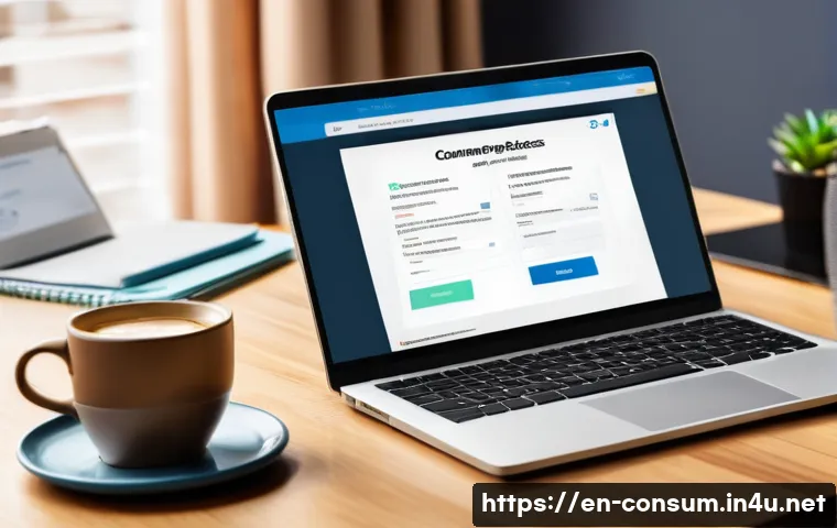 소비자 보호와 관련된 이슈와 대처 방안 - A modern home office scene showing a person carefully reading online return and refund policies on a...