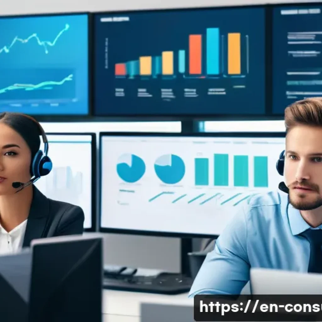 소비자 불만 유형별 대응 전략 - A modern customer service center scene showing a diverse team of agents attentively listening to cus...