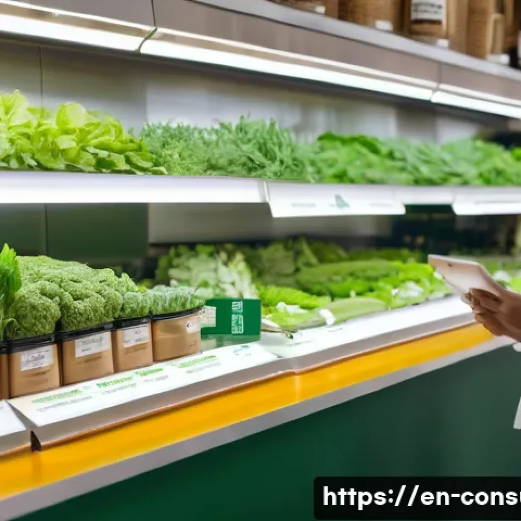 소비자 행동 데이터를 활용한 지속 가능성 혁신 전략 연구와 분석 - A vibrant, modern eco-friendly marketplace scene featuring diverse consumers shopping for sustainabl...