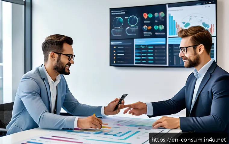 소비자중심 경영과 디지털 혁신의 연계 전략 - A modern office scene showing a diverse cross-functional team of professionals collaborating around ...