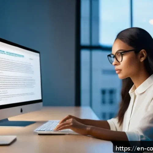 Home 32 소비자 보호와 관련된 사례 및 법적 이슈 - A modern digital workspace scene showing a diverse young professional woman sitting at a sleek desk,...