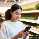 소비자 행동 분석을 통한 시장 변화 탐구 - A modern, eco-conscious consumer shopping in a bright, minimalist store filled with sustainable prod...