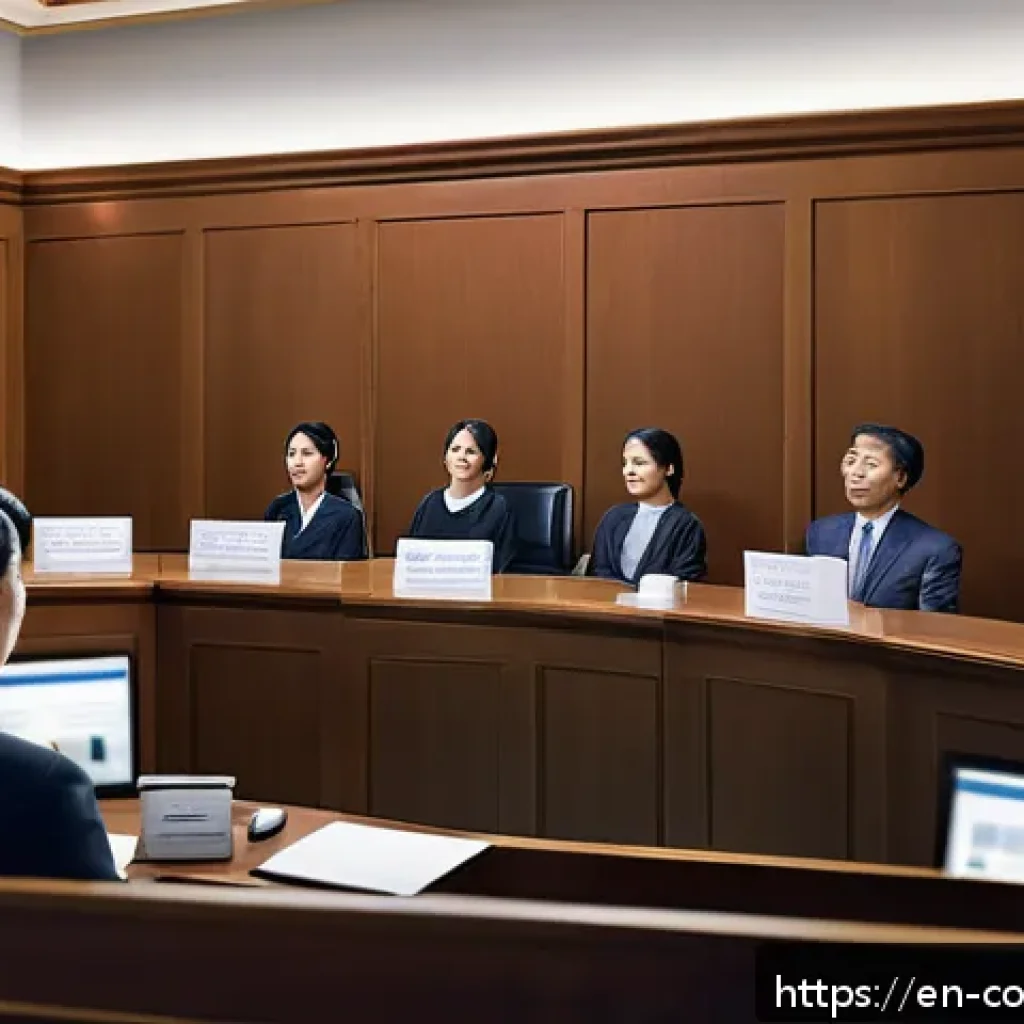 소비자 보호법 적용 사례 분석 - A modern courtroom scene depicting a diverse group of consumers in casual business attire attentivel...